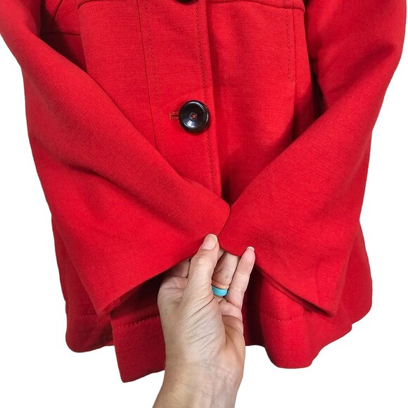 VTG R.E.D. Valentino Womens Red Wool Jacket Sz 12 Real Mink Fur Collar‎ Designer - Picture 12 of 14